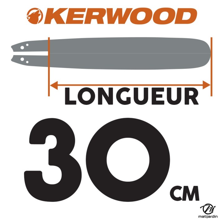 Guide tronçonneuse Kerwood 30 cm 3/8" LP. 1,3 mm. 44 maillons. 12B2KCWD
