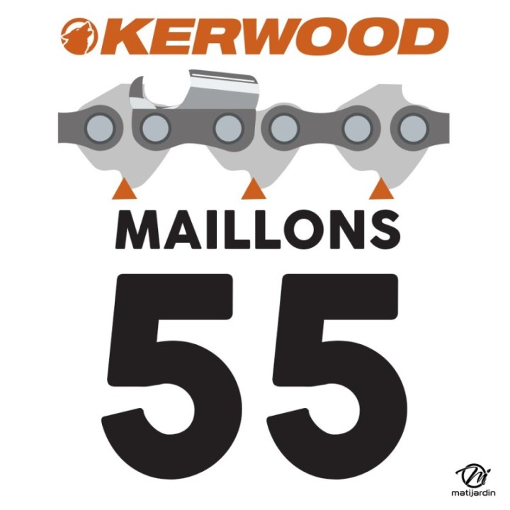 Guide tronçonneuse Kerwood 40 cm 3/8" LP. 1,3 mm. 55 maillons. 16B2KCWD