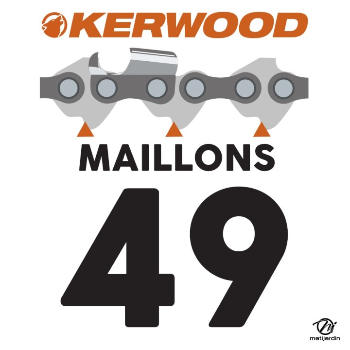 Guide tronçonneuse Kerwood 35 cm 3/8" LP. 1,3 mm. 49 maillons. 14B2KCWG