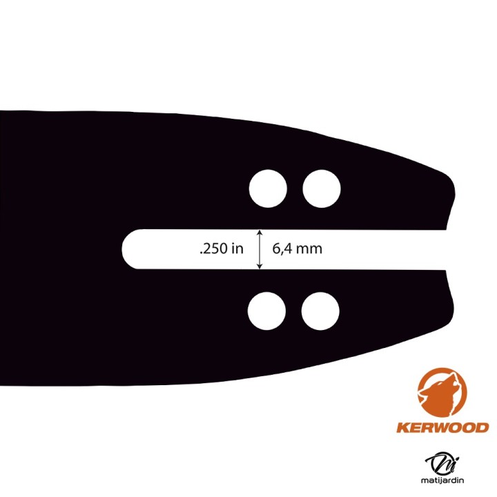 Guide tronçonneuse Kerwood 40 cm 3/8" LP. 1,3 mm. 55 maillons. 16B2KCWG
