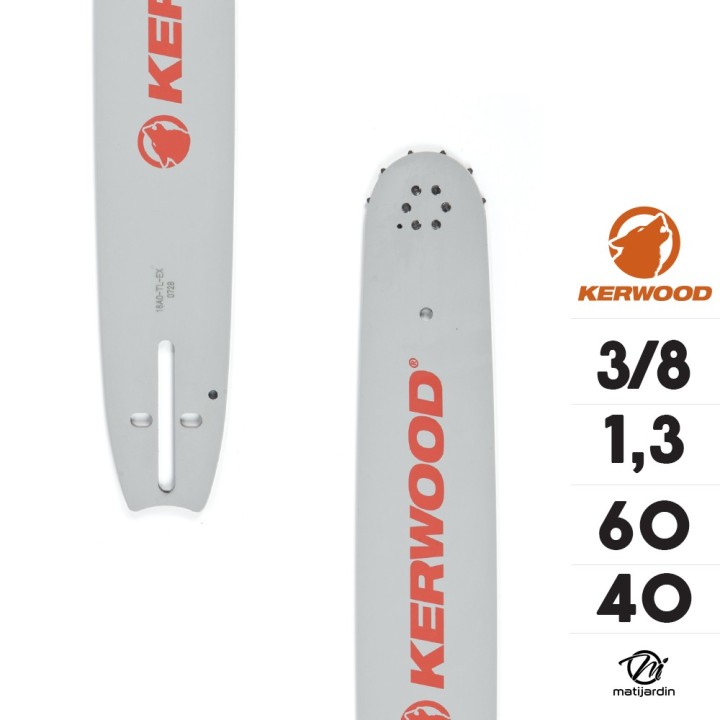 Guide tronçonneuse Kerwood 40 cm 3/8" 1,3 mm. 60 maillons. 16A2KLWI
