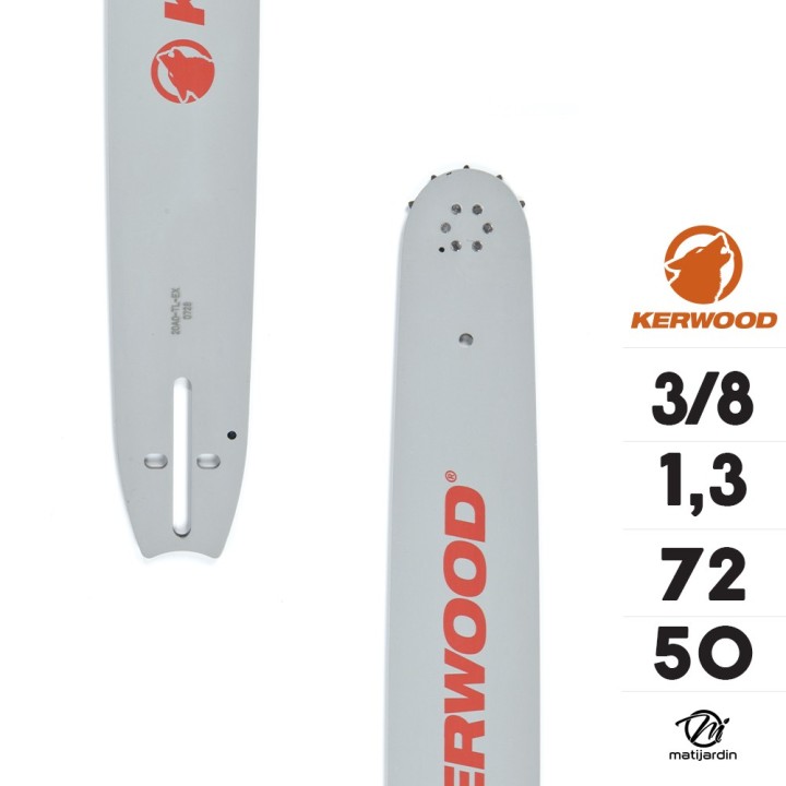 Guide tronçonneuse Kerwood 50 cm 3/8" 1,3 mm. 72 maillons. 20A2KLWI