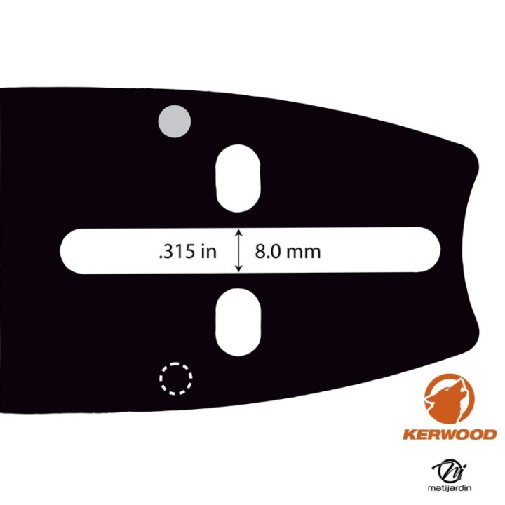 Guide tronçonneuse Kerwood 50 cm 3/8" 1,3 mm. 72 maillons. 20A2KLWI