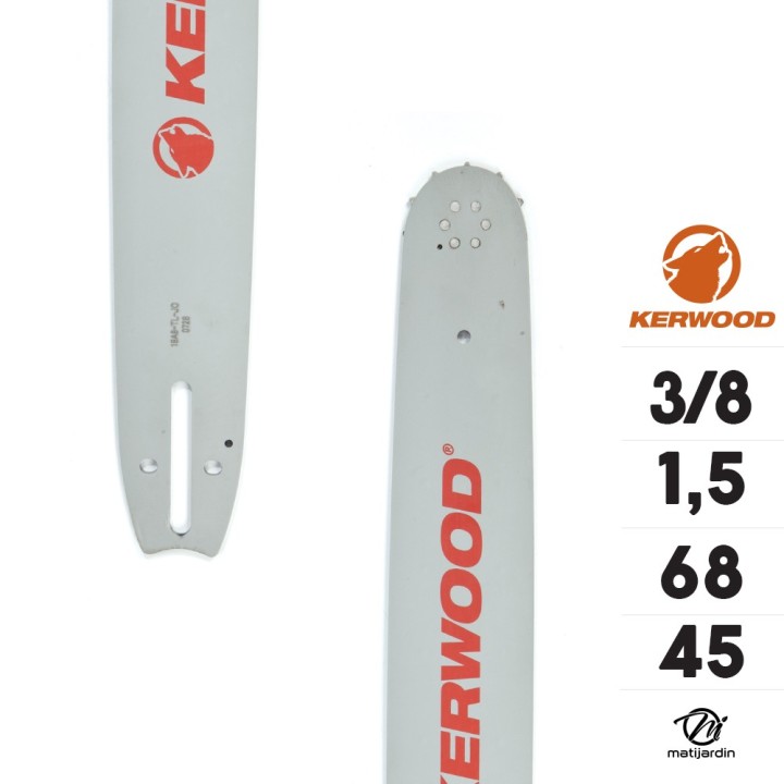 Guide tronçonneuse Kerwood 45 cm 3/8" 1,5 mm. 68 maillons. 18A3KLWJ