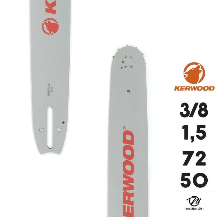 Guide tronçonneuse Kerwood 50 cm 3/8" 1,5 mm. 72 maillons. 20A3KLWJ