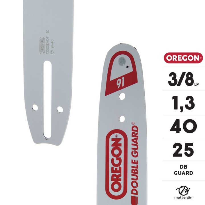 Guide tronçonneuse Oregon 25 cm. 3/8"LP 1,3 mm 40 maillons 100SDEA041 DB Guard