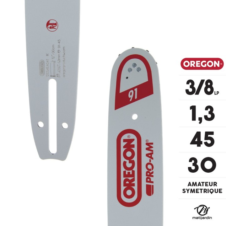 Guide tronçonneuse Oregon 30 cm. 3/8"LP 1,3 mm 45 maillons 120SXEA041 Amateur Symétrique