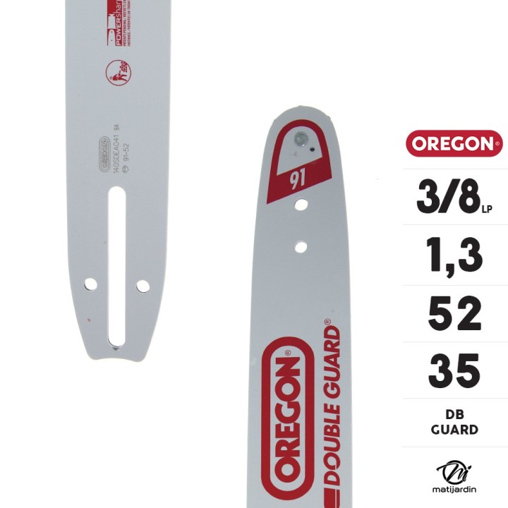 Guide tronçonneuse Oregon 35 cm. 3/8"LP 1,3 mm 52 maillons 140SDEA041 DB Guard