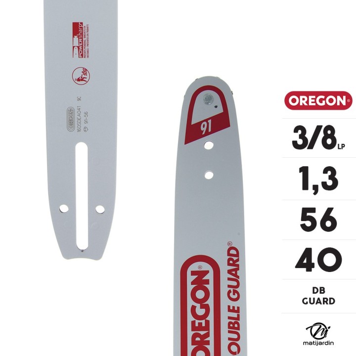 Guide tronçonneuse Oregon 40 cm. 3/8"LP 1,3 mm 56 maillons 160SDEA041 DB Guard