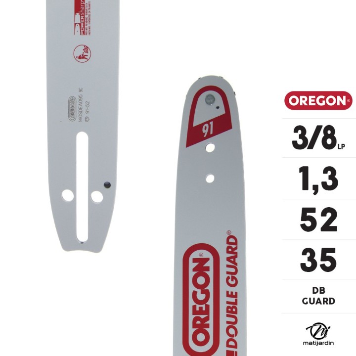 Guide tronçonneuse Oregon 35 cm. 3/8"LP 1,3 mm 52 maillons 140SDEA095 DB Guard