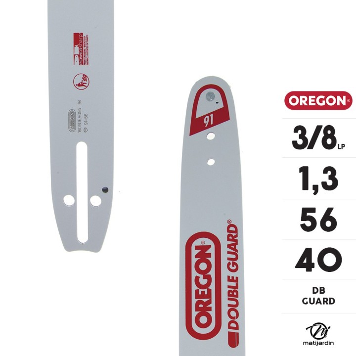 Guide tronçonneuse Oregon 40 cm. 3/8"LP 1,3 mm 56 maillons 160SDEA095 DB Guard