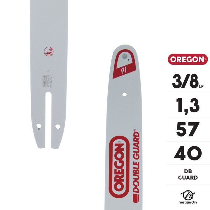 Guide tronçonneuse Oregon 40 cm. 3/8"LP 1,3 mm 57 maillons 160SDEA129 DB Guard