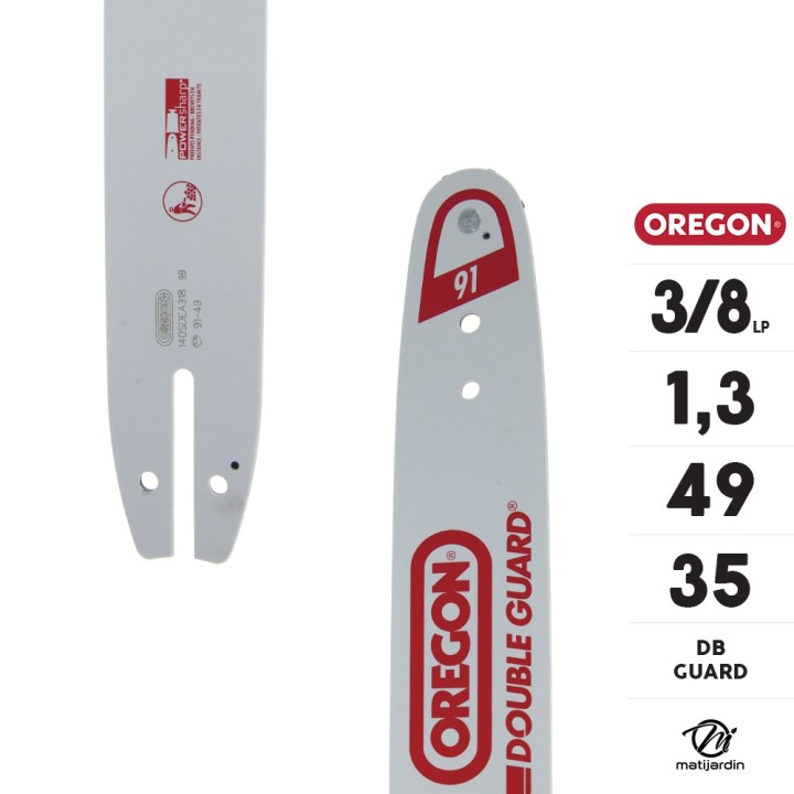 Guide tronçonneuse Oregon 35 cm. 3/8"LP 1,3 mm 49 maillons 140SDEA318 DB Guard
