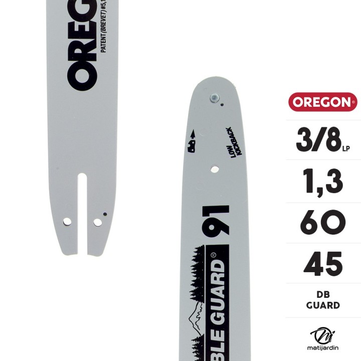 Guide tronçonneuse Oregon 45 cm. 3/8" 1,3 mm 60 maillons 180SDEA318 DB Guard