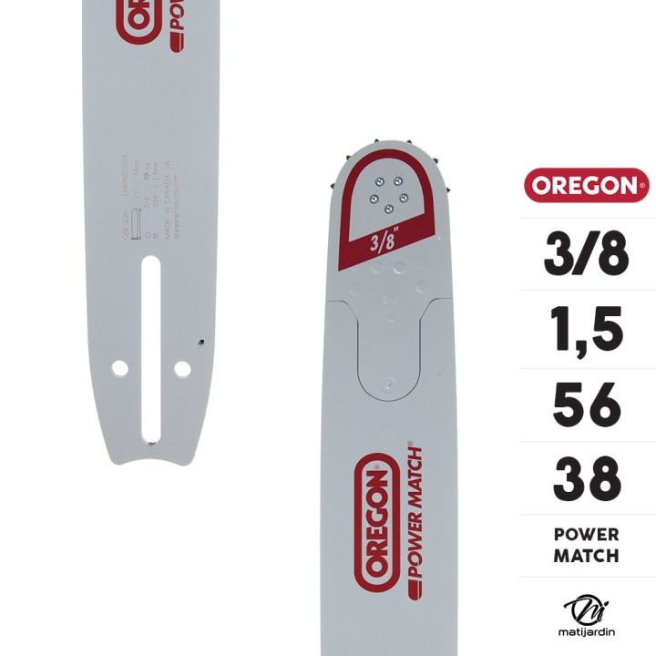 Guide tronçonneuse Oregon 38 cm. 3/8" 1,5 mm 56 maillons 158RNDD009 Power Match