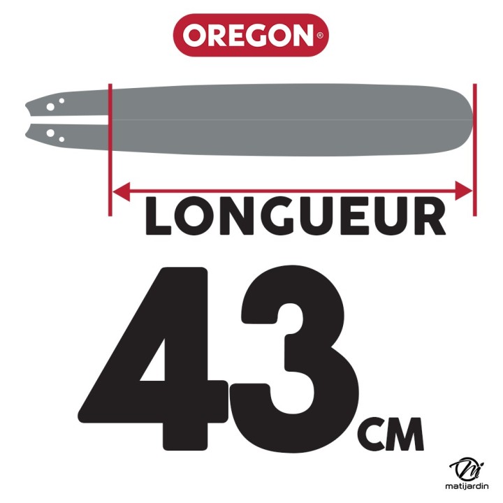 Guide tronçonneuse Oregon 43 cm. 3/8" 1,5 mm 64 maillons 178RNDD009 Power Match