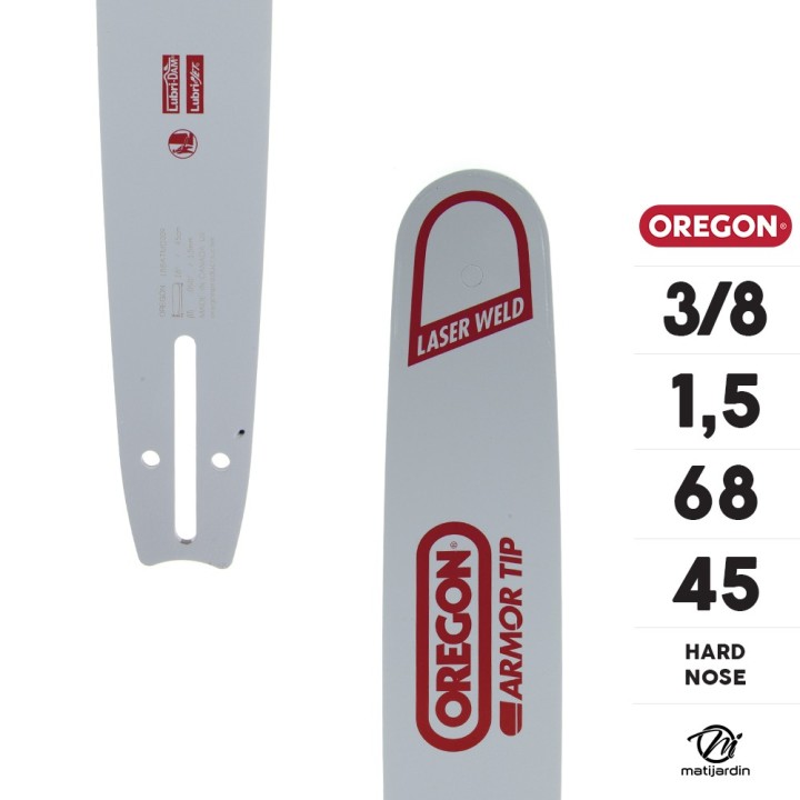 Guide tronçonneuse Oregon 45 cm. 3/8" 1,5 mm 68 maillons 188ATMD009 Hard Nose