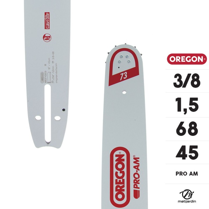 Guide tronçonneuse Oregon 45 cm. 3/8" 1,5 mm 68 maillons 188SFHD009 Pro Am