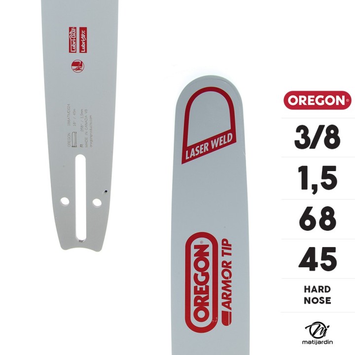 Guide tronçonneuse Oregon 45 cm. 3/8" 1,5 mm 68 maillons 188ATMD024 Hard Nose