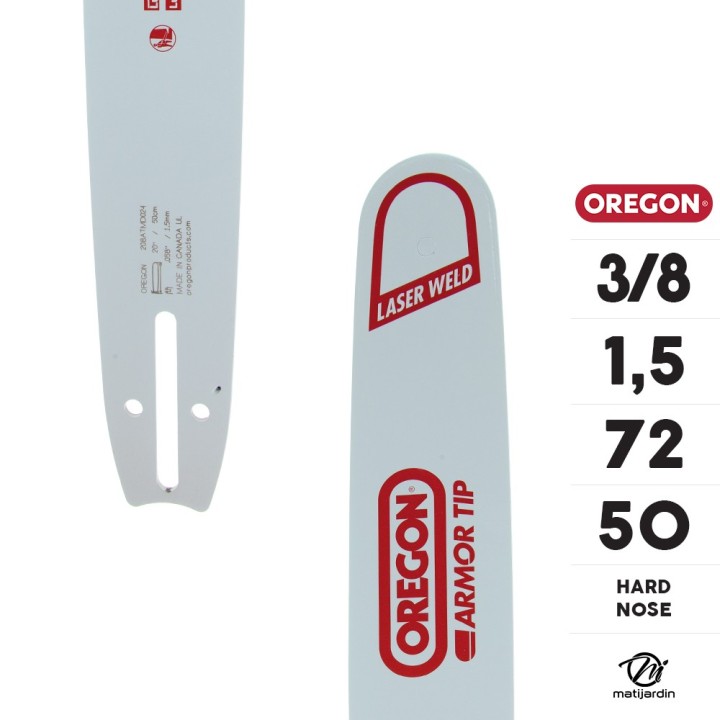 Guide tronçonneuse Oregon 50 cm. 3/8" 1,5 mm 72 maillons 208ATMD024 Hard Nose