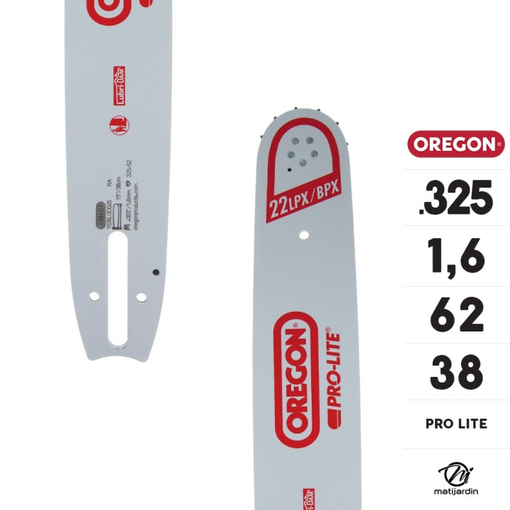 Guide tronçonneuse Oregon 38 cm. .325" 1,6 mm 62 maillons 153SLGD025 Micro Lite