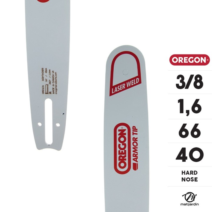 Guide tronçonneuse Oregon 40 cm. 3/8" 1,6 mm 66 maillons 163ATMD025 Hard Noise