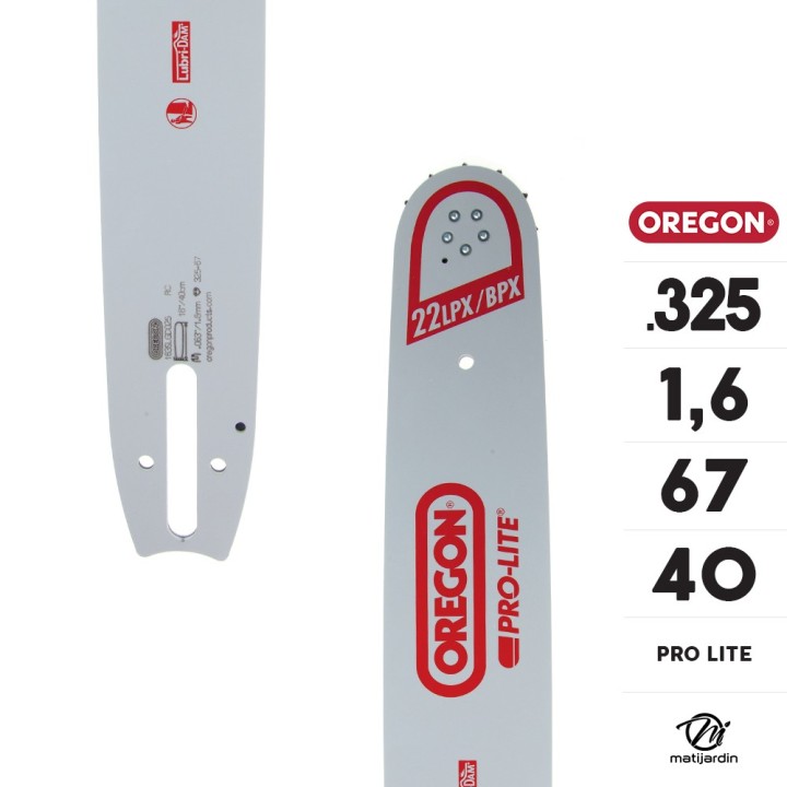 Guide tronçonneuse Oregon 40 cm. .325" 1,6 mm 67 maillons 163SLGD025 Pro Lite
