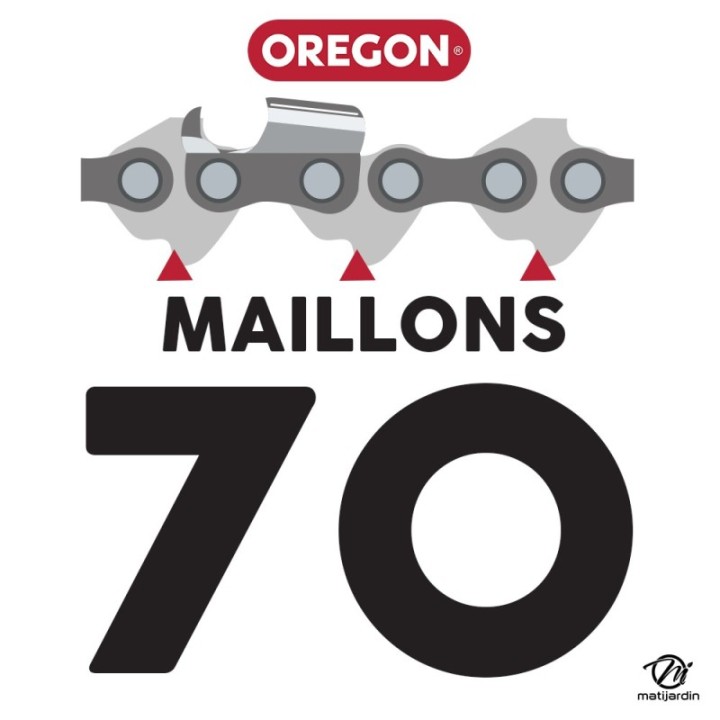 Guide tronçonneuse Oregon 50 cm. 3/8" 1,3 mm 70 maillons 200RNDD176 Power Match