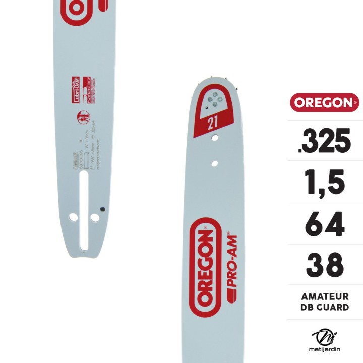 Guide tronçonneuse Oregon 38 cm. .325" 1,5 mm 64 maillons 158PXBK095 AM DB Guard