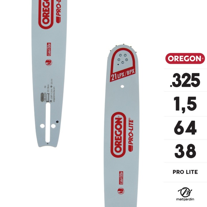 Guide tronçonneuse Oregon 38 cm. .325" 1,5 mm 64 maillons 158SLGK095 Pro Lite