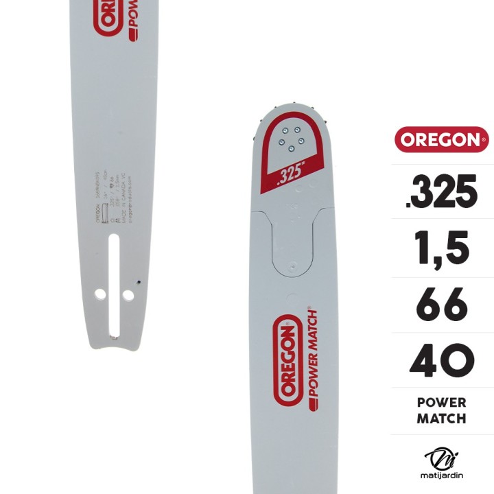 Guide tronçonneuse Oregon 40 cm. .325" 1,5 mm 66 maillons 168RNBK095 Power Match