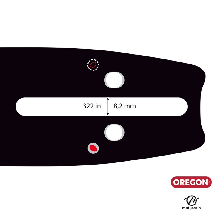 Guide tronçonneuse Oregon 45 cm. .325" 1,3 mm 72 maillons 180MLBK095 Micro Lite