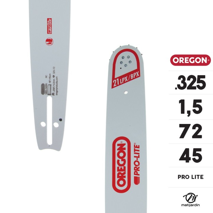 Guide tronçonneuse Oregon 45 cm. .325" 1,5 mm 72 maillons 188SLGK095 Pro Lite