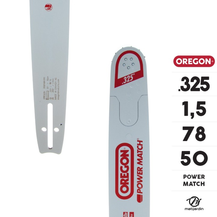 Guide tronçonneuse Oregon 50 cm. .325" 1,5 mm 78 maillons 208RNBK095 Power Match