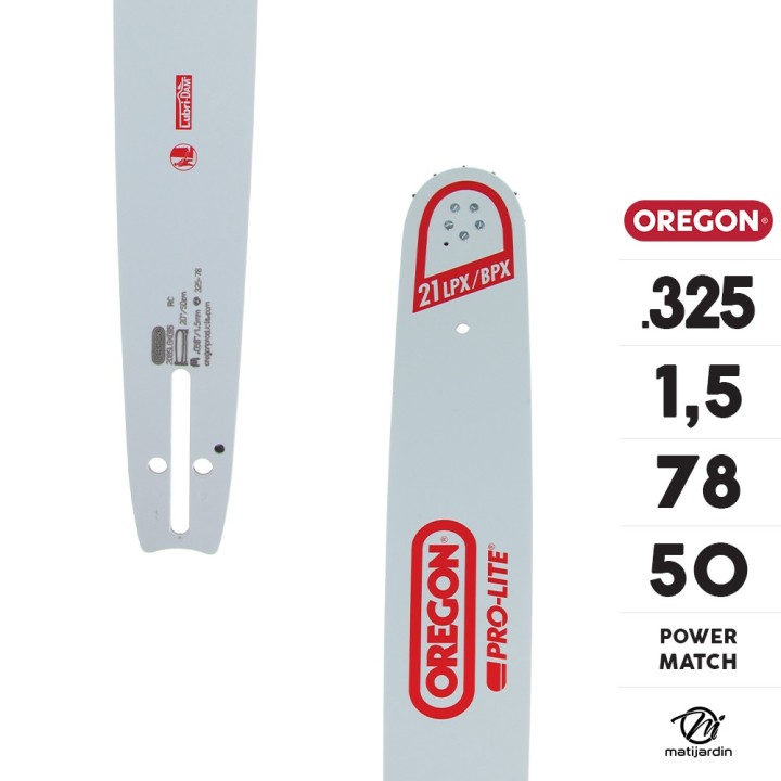 Guide tronçonneuse Oregon 50 cm. .325" 1,5 mm 78 maillons 208SLGK095 Power Match