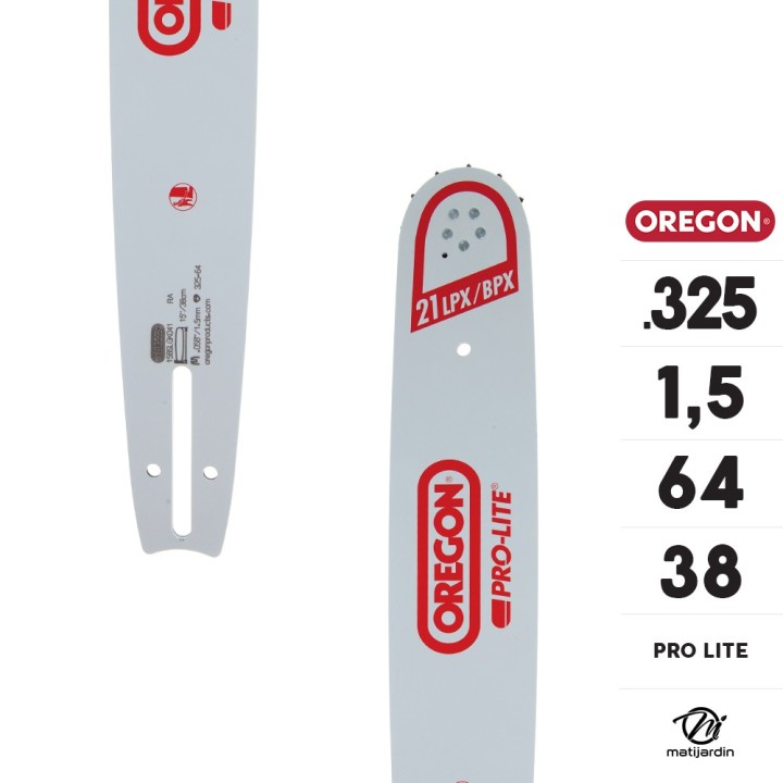 Guide tronçonneuse Oregon 38 cm. .325" 1,5 mm 64 maillons 158SLGK041 Pro Lite