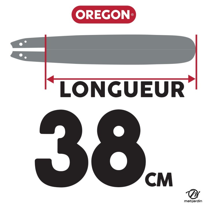Guide tronçonneuse Oregon 38 cm. 3/8" 1,5 mm 56 maillons 158SLHK153 Pro Lite