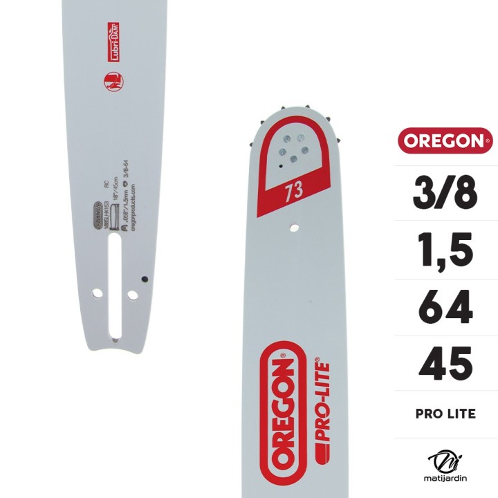 Guide tronçonneuse Oregon 45 cm. 3/8" 1,5 mm 64 maillons 188SLHK153 Pro Lite