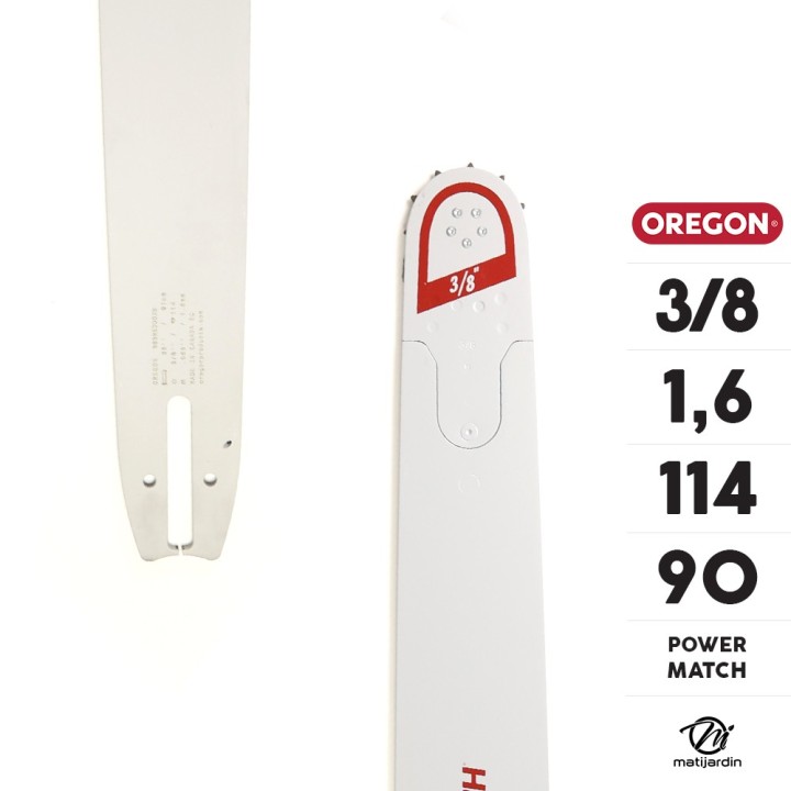 Guide tronçonneuse Oregon 90 cm. 3/8" 1,6 mm 114 maillons 363RNDD025 Power Match