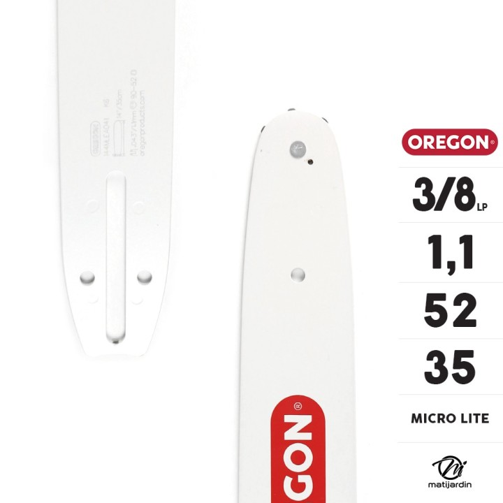 Guide tronçonneuse Oregon 35 cm. 3/8"LP 1,1 mm 52 maillons 144MLEA041 Micro Lite