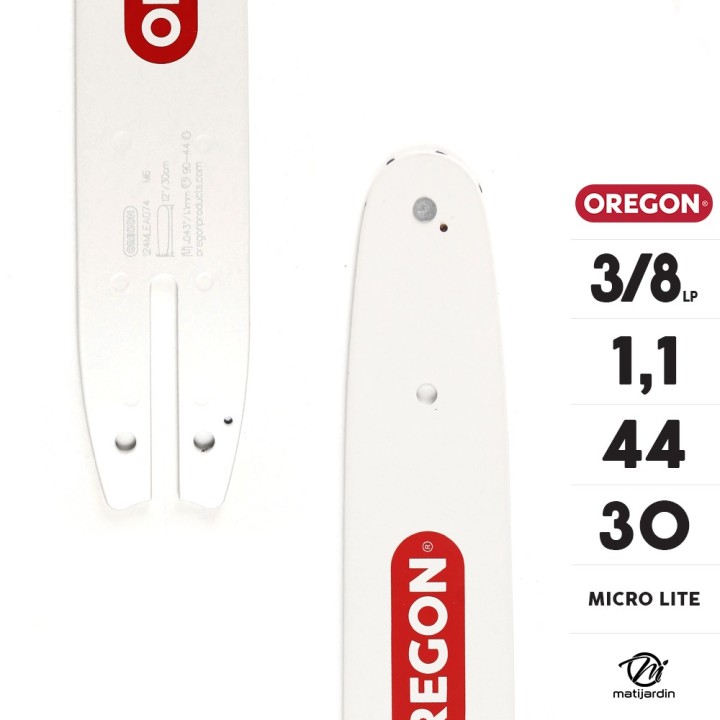 Guide tronçonneuse Oregon 30 cm. 3/8"LP 1,1 mm 44 maillons 124MLEA074 Micro Lite