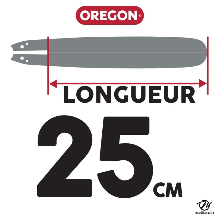 Guide tronçonneuse Oregon 25 cm. 3/8"LP 1,1 mm 39 maillons 104MLEA318 DB Guard