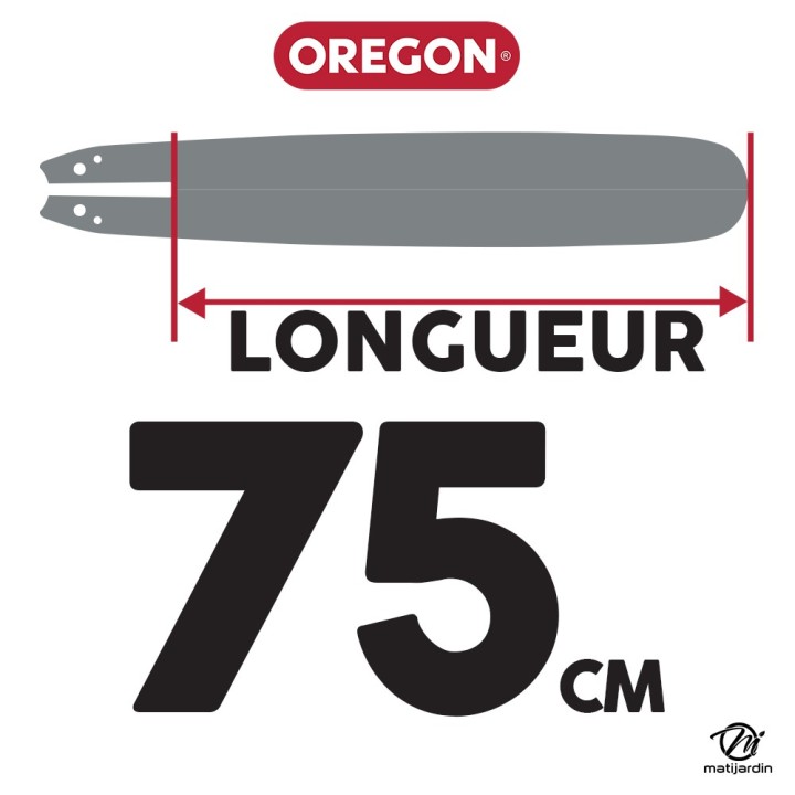 Guide tronçonneuse Oregon 75 cm. 3/8" 1,5 mm 102 maillons 308RNDD009 Power Match