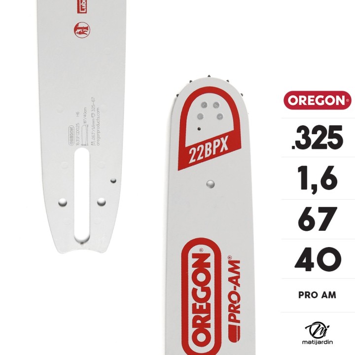 Guide tronçonneuse Oregon 40 cm. .325" 1,6 mm 67 maillons 163SFGD025 Pro Am