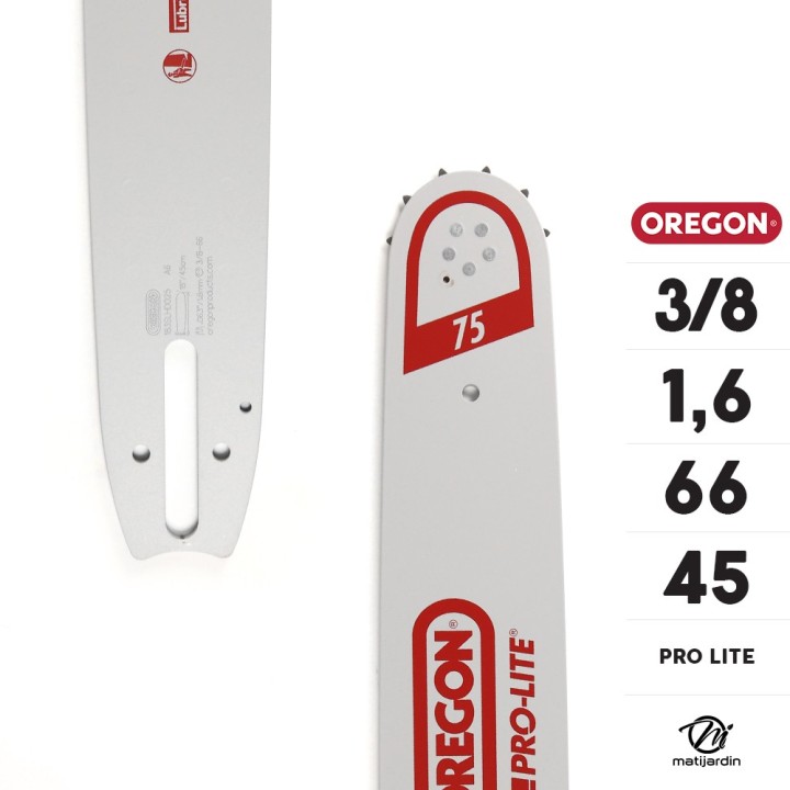 Guide tronçonneuse Oregon 45 cm. 3/8" 1,6 mm 66 maillons 183SLHD025 Pro-lite