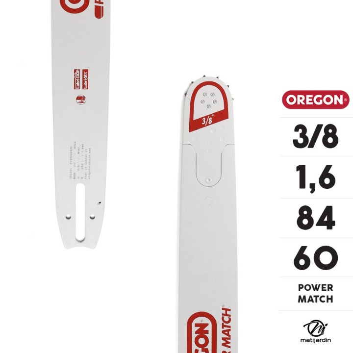 Guide tronçonneuse Oregon 60 cm. 3/8" 1,6 mm 84 maillons 243RNDD009 Power Match