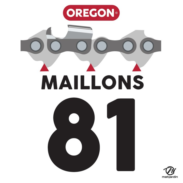 Guide tronçonneuse Oregon 60 cm. 3/8" 1,3 mm 81 maillons 240RNDD176 Power Match