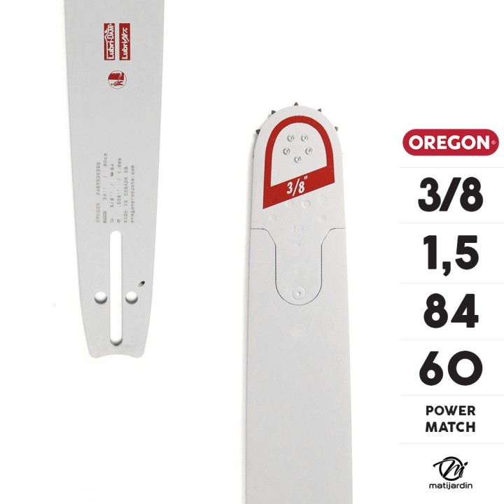 Guide tronçonneuse Oregon 60 cm. 3/8" 1,5 mm 84 maillons 248RNDK095 Power Match