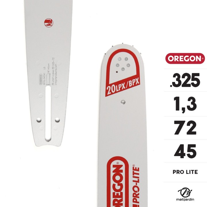 Guide tronçonneuse Oregon 45 cm. .325" 1,3 mm 72 maillons 180SLGK041 Pro Lite