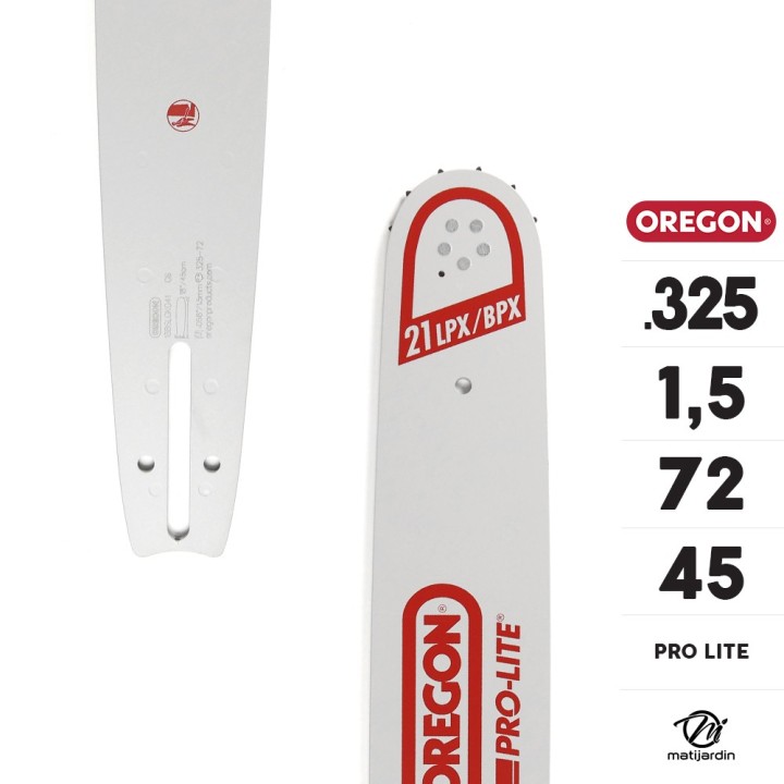 Guide tronçonneuse Oregon 45 cm. .325" 1,5 mm 72 maillons 188SLGK041 Pro Lite